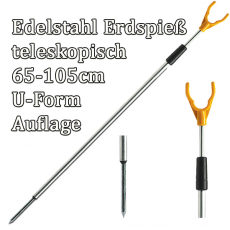 Bankstick mit Edelstahlspitze (Erdspeer Erdspieß) teleskopisch 65-105cm, U-Form