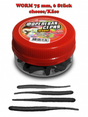 Dunaev Trout Bait Worm Forellenköder 75mm, schwarz, Käseduft