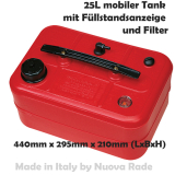 tragbarer Kraftstoffkanister mit Füllstandsanzeige und Filter, 25 Liter (copy)