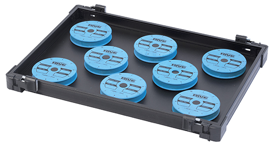 RIVE Black anodised tray + 8 Feeder hooklength spools