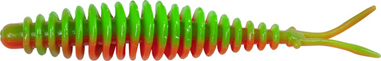 Magic Trout T-Worm V-Tail neon grün/orange Käse 
