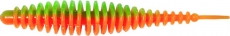 Magic Trout T-Worm I-Tail neon grün / orange Knoblauch, 1.5Gramm 6.5cm, 6 Stück