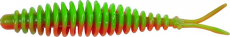Magic Trout T-Worm V-Tail neon grün/orange Käse, 1.5Gramm 6.5cm, 6 Stück